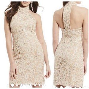 Belle Bagley Mishka Cecile Halter Sequin‎ Floral Party Cocktail Dress Size 4